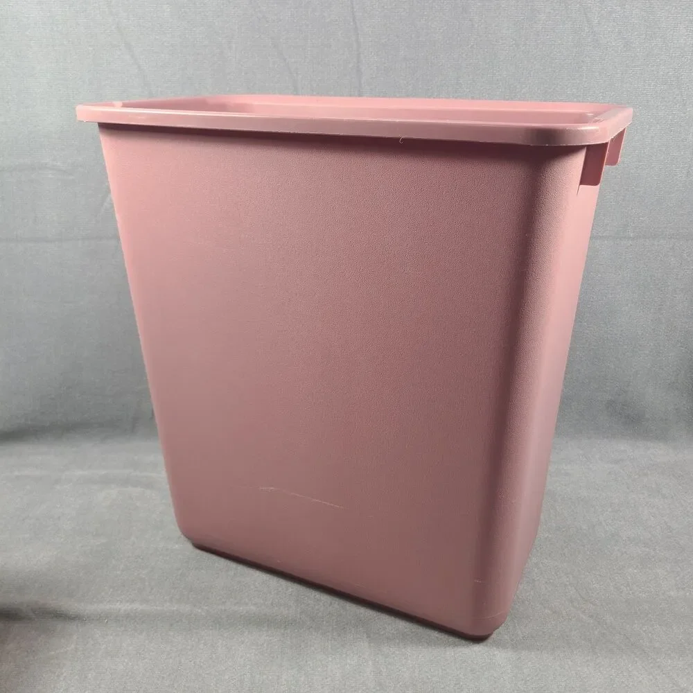 Vintage Rubbermaid Pink Plastic Rectangular Kitchen Wastebasket Trashcan #2845